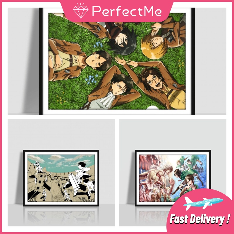 Bộ tranh đính đá 5D họa tiết Attack Titan độc đáo DIY dùng trang trí nhà cửa