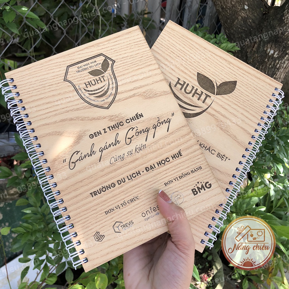 Sổ Tay Bìa Gỗ - Điểm nhấn Cá Nhân - Qùa tặng Sự Kiện - Thiết Kế - In ấn Logo theo yêu cầu