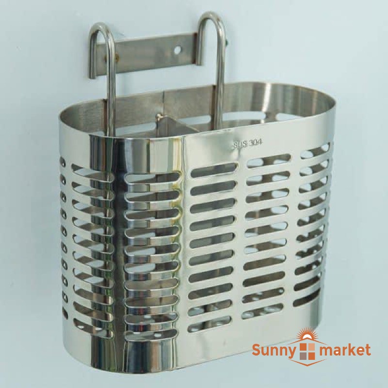 Ống đựng đũa đôi inox SUS 304 hình oval cao cấp, Ống đựng hai ngăn sang trọng