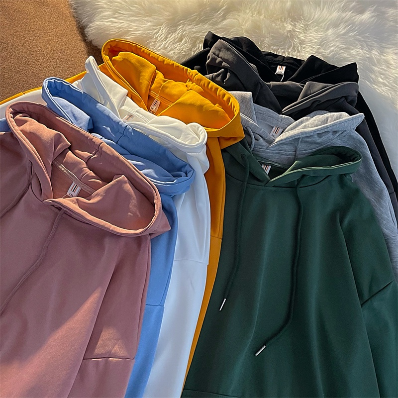 SUXI Áo Hoodie Dáng Rộng Màu Sắc Đơn Giản Phong Cách Hàn Quốc Cho Nữ