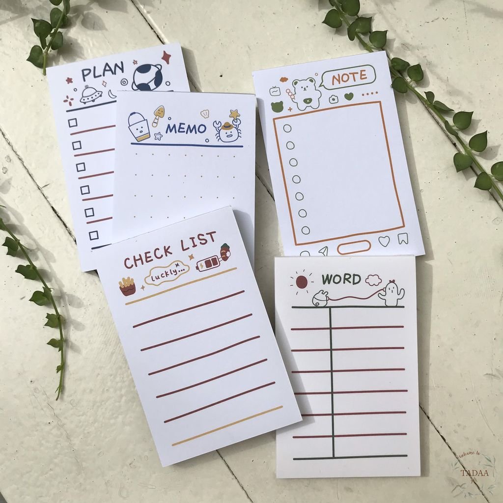 Set 50 tờ giấy note ghi chú công việc, lên kế hoạch, check list, học từ vựng mỗi ngày siêu cute