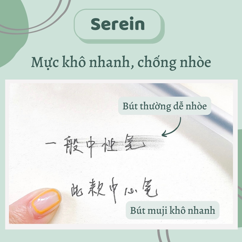 Bút muji dupe bút nước văn phòng mực đen bút mực gel ngòi 0.5mm SEREIN văn phòng phẩm hàn quốc