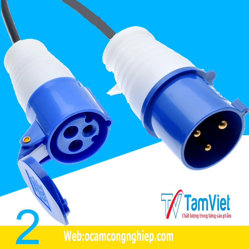 Ổ cắm công nghiệp 3 chân 16a, phích cắm công nghiệp 16a , ổ phích cắm công nghiệp 1 pha điện áp 220V