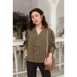 Áo sơ mi cổ lá sen, áo kiểu đẹp DIDI BY LEDI hoa nhí, size S M L XL - A1165