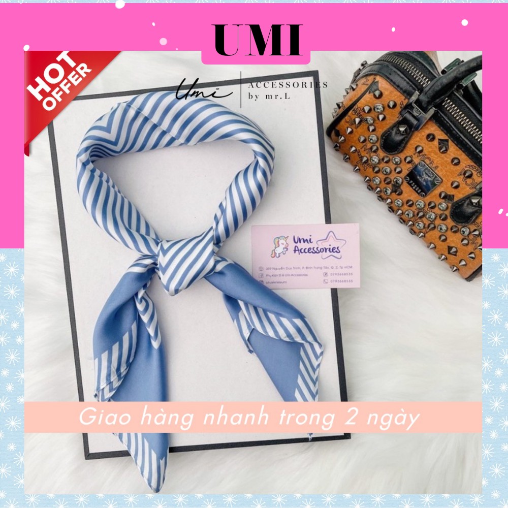 Khăn Bandana Khăn Lụa Vuông Xọc Cao Cấp Hot Trend UMI K37