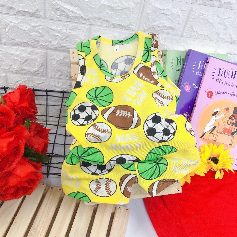 {7-18kg} Bộ ba lỗ bé trai chất cotton co giãn 4c (nhiều hình)