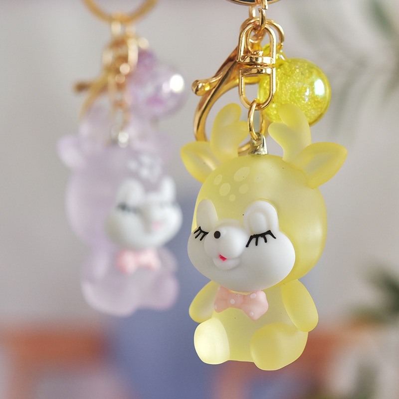 Móc Khóa Hình Hươu Có Đèn Phát Sáng Dễ Thương