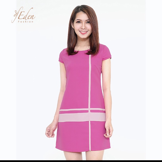 Đầm công sở phối sọc Eden D125