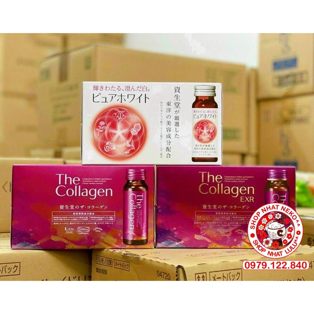 Hộp nước the collagen/EXR/Pure white trắng da Nhật bản 10 lọ