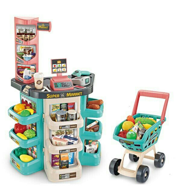 Đồ chơi quầy siêu thị , có xe đẩy( size đại gồm 47 chi tiết)