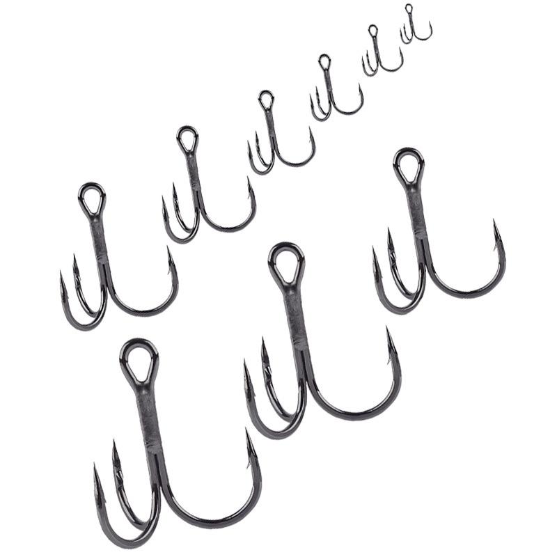 Móc Câu Cá Ba Lưỡi Màu Đen Bằng Niken Chất Lượng Cao