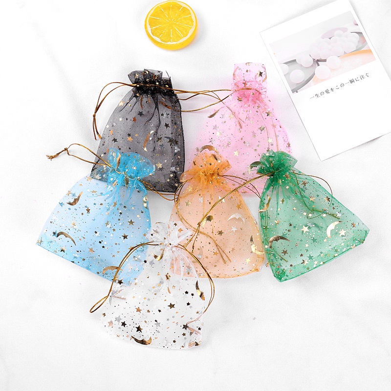 [Coisíní] Set 2 Túi Lưới Họa Tiết Ngôi Sao Mặt Trăng Đựng Bánh Kẹo Quà Tặng Giáng Sinh Hot