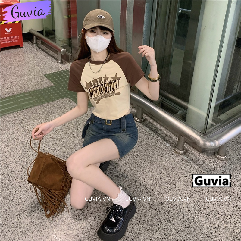 Áo Croptop Nữ Cổ Tròn Tay Ngắn BEER BRO Đẹp Ôm Body, Áo Thun Croptop Kiểu Sexy Chất Thun Borip Thời Trang GUVIA CR60