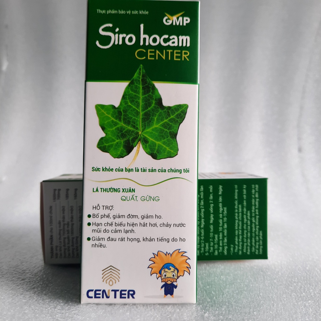 Siro ho cảm center, siro ho thảo dược cao lá thường xuân, quất, gừng, bổ phế, tiêu đờm – chai 125ml