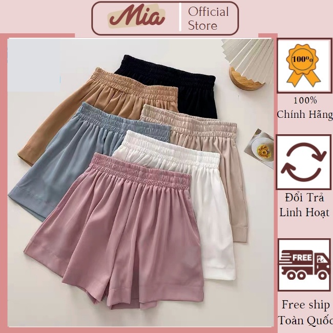 Quần short đùi nữ, quần đùi nữ ống rộng vải đũi nhiều màu siêu thoáng mát Mia Shore