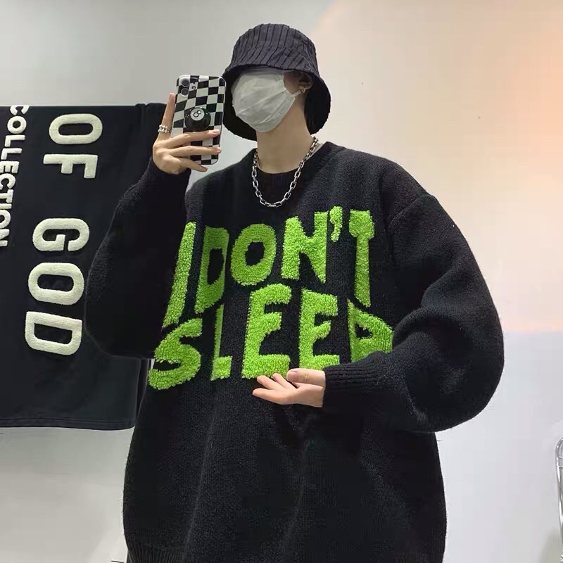 Áo len unisex hoạ tiết chữ thêu nổi