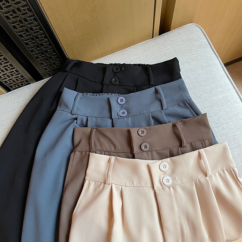 Quần SUXI ống rộng lưng cao màu sắc đơn giản thời trang dành cho nữ