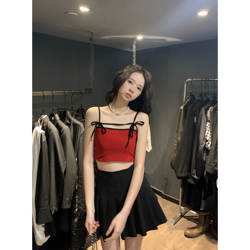 Áo Nữ Hai Dây Phối Màu Tương Phản Thời Trang Mùa Hè Mới