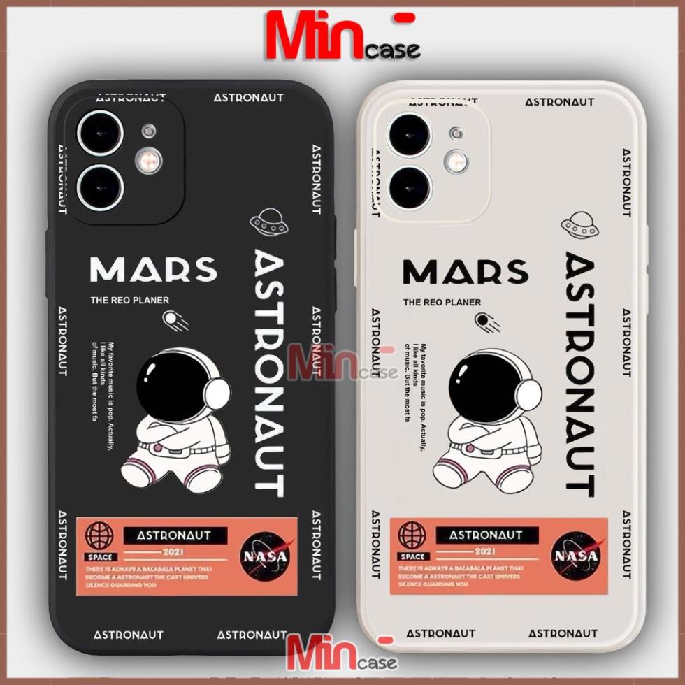 Ốp lưng iPhone Phi hành gia Nasa Cute cạnh viền vuông silicon mềm dẻo cho iphone 6/6s/7/8/X/XS/11/12/13 Pro Plus Max