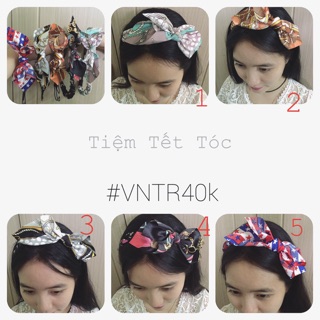 Turban nơ tết  phong cách hàn quốc họa tiết sang trọng đáng yêu trẻ trung đi biển mùa hè 2017 siêu mát lụa voan rẻ đẹp
