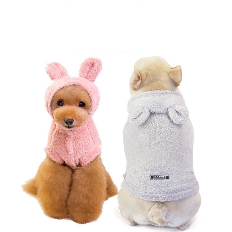 2021 Kawaii Pet Quần Áo Cho Chó Nhỏ Bông Sang Trọng Ấm Áp Quần Áo Bulldog Pháp Áo Hoodie Fluffy Kawaii Cho Chó Dễ Thương Quần Áo Áo Len Hoody