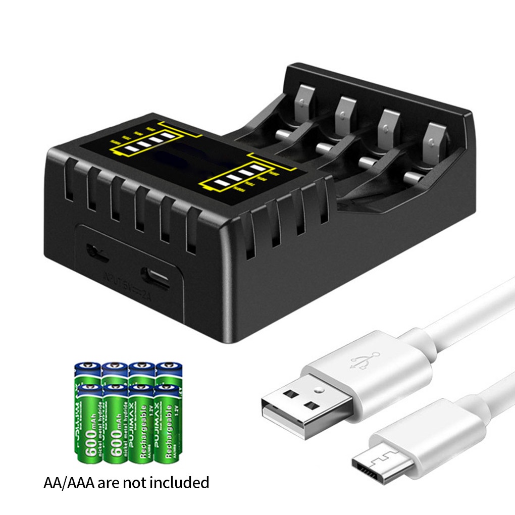 Thiết bị sạc pin AA AAA 4 ngăn có màn hình LCD