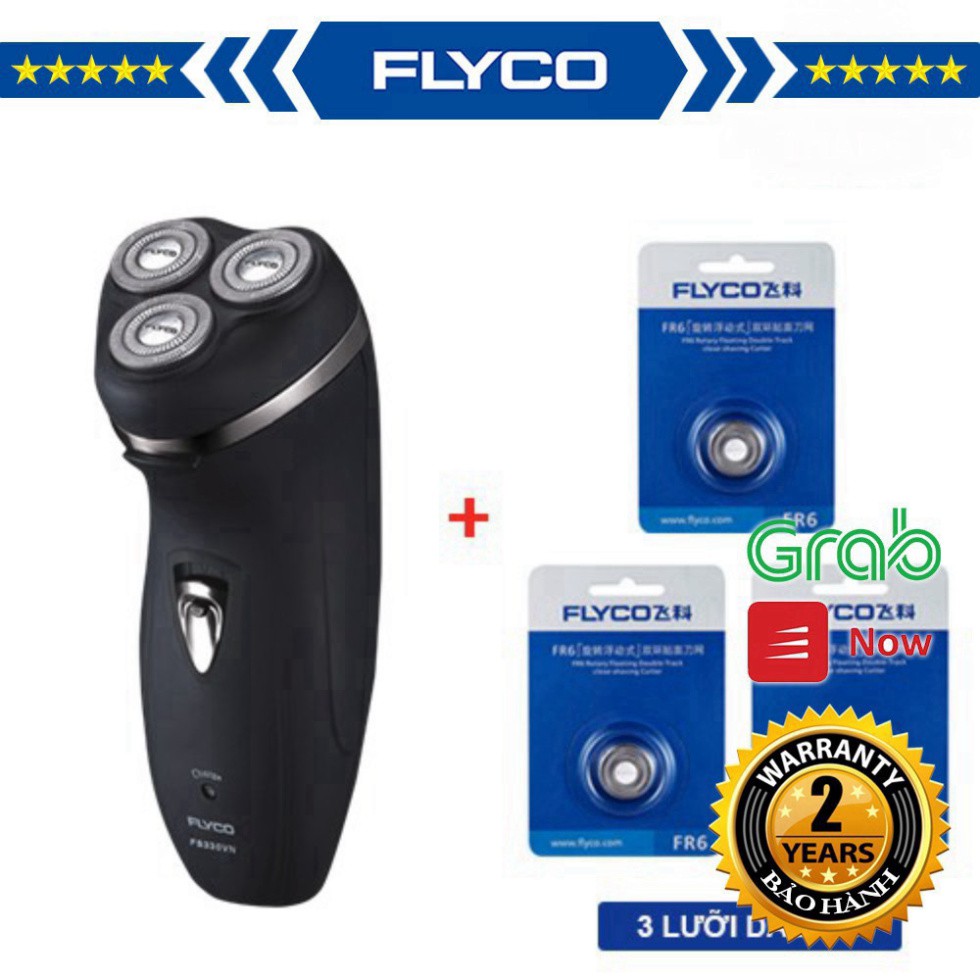 [Combo] Máy Cạo Râu Flyco 3 Lưỡi Kép FS330VN & 3 Lưỡi Dao FR6 Hàng Chính Hãng  AK FM