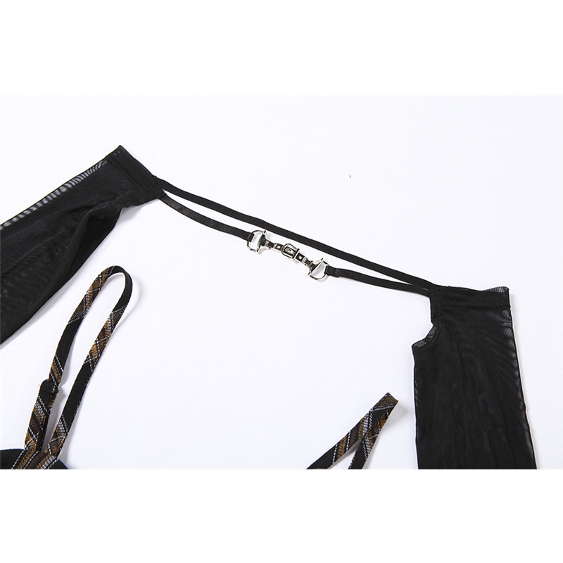 Áo Tank Top Dây Khóa Kéo Họa Tiết Kẻ Ô Thời Trang Dành Cho Nữ