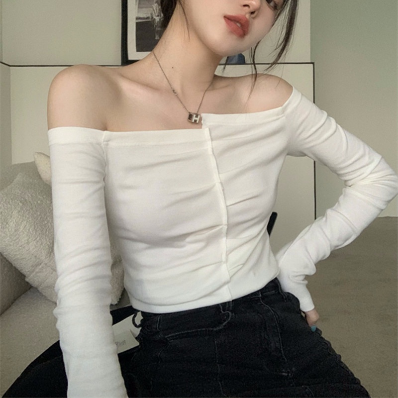 Áo Thun Trễ Vai Thiết Kế Quyến Rũ Độc Đáo Cho Nữ