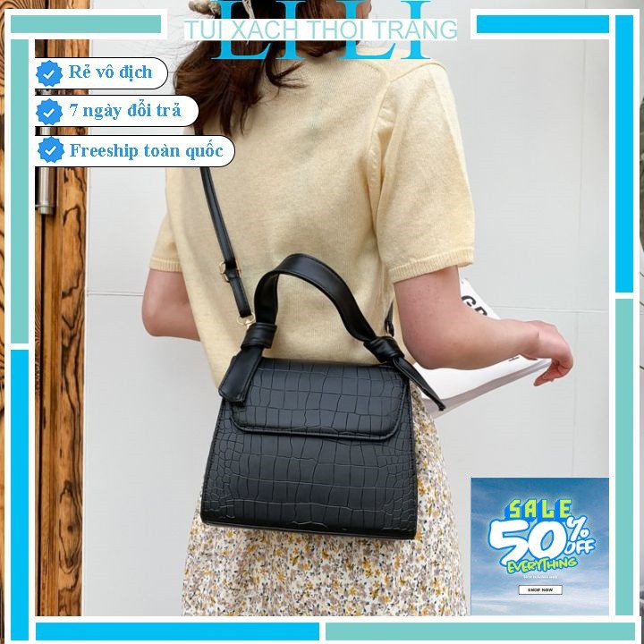 Túi xách nữ công sở 💖 Túi đeo chéo thời trang dáng công sở tay cầm thiết kế lạ mắt! J7607 (có ảnh thật)