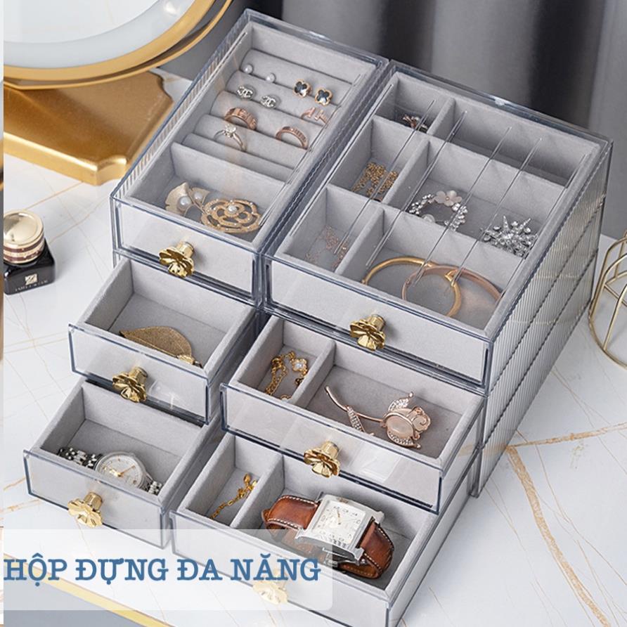 Hộp Đựng Trang Sức Enoda Home Lót Nhung Chống Oxy Hóa Mika Trong Suốt Cao Cấp R004