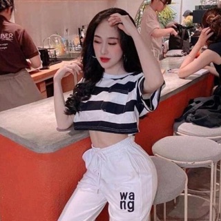 ÁO Croptop sọc tay ngắn