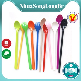 Thìa sinh tố,muỗng cán dài,thìa ăn dặm sắc màu cho bé nhựa Song Long an toàn,đảm bảo