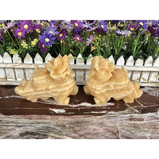 Cặp Tỳ Hưu phong thủy đá ngọc hoàng long - Dài 15cm