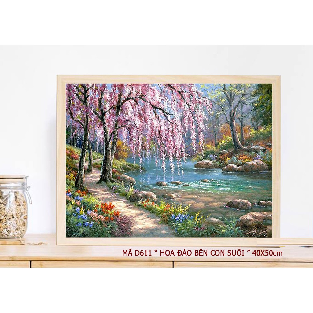 Tranh sơn dầu số hóa rẻ,đẹp-tranh tô màu theo số- tranh thiếu nữ, Tặng khăn,có khung 40x50-Moon shop-E4