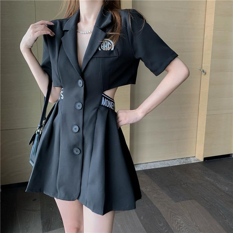Đầm Tay Ngắn Dáng Chữ A In Chữ Thời Trang Mùa Hè Cho Nữ