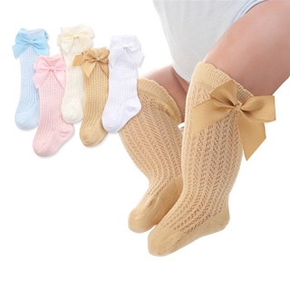 Vớ Cotton Cổ Cao Đính Nơ Dễ Thương Cho Bé Gái Sơ Sinh 0-2 Tuổi