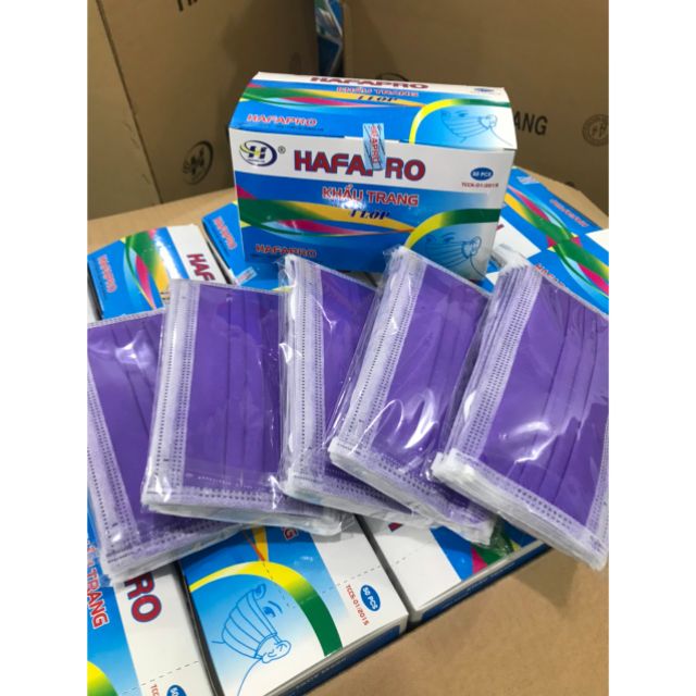 Khẩu trang y tế 4 lớp màu tím Hafapro