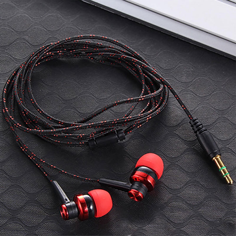 Tai nghe nhét trong stereo dây bện với giắc 3.5mm dành cho điện thoại thông minh