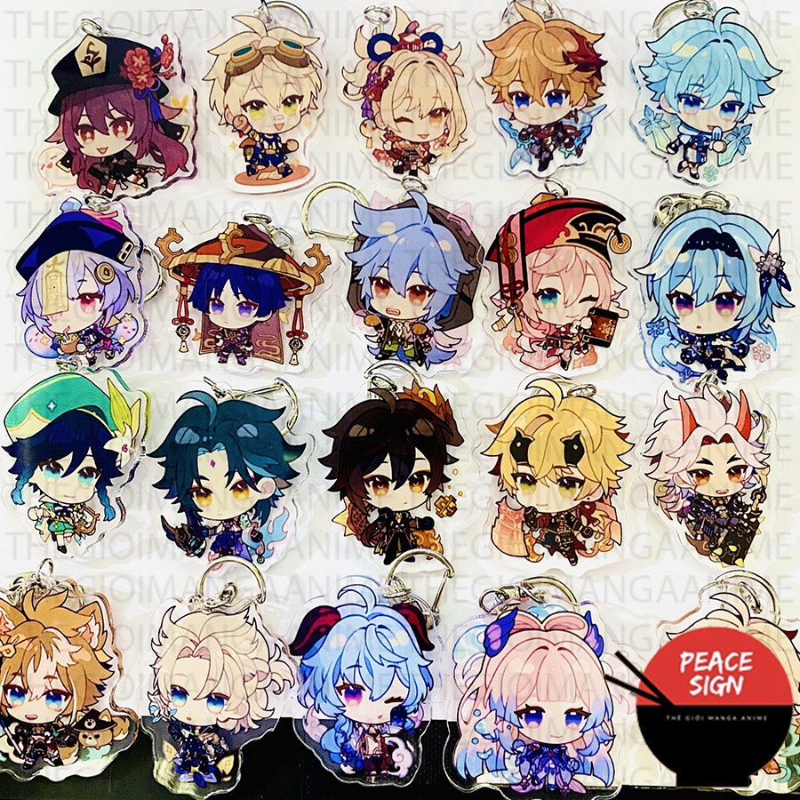 (ngẫu nhiên 7k) Móc khóa in hình GENSHIN IMPACT Mica trong acrylic xinh xắn anime chibi game random