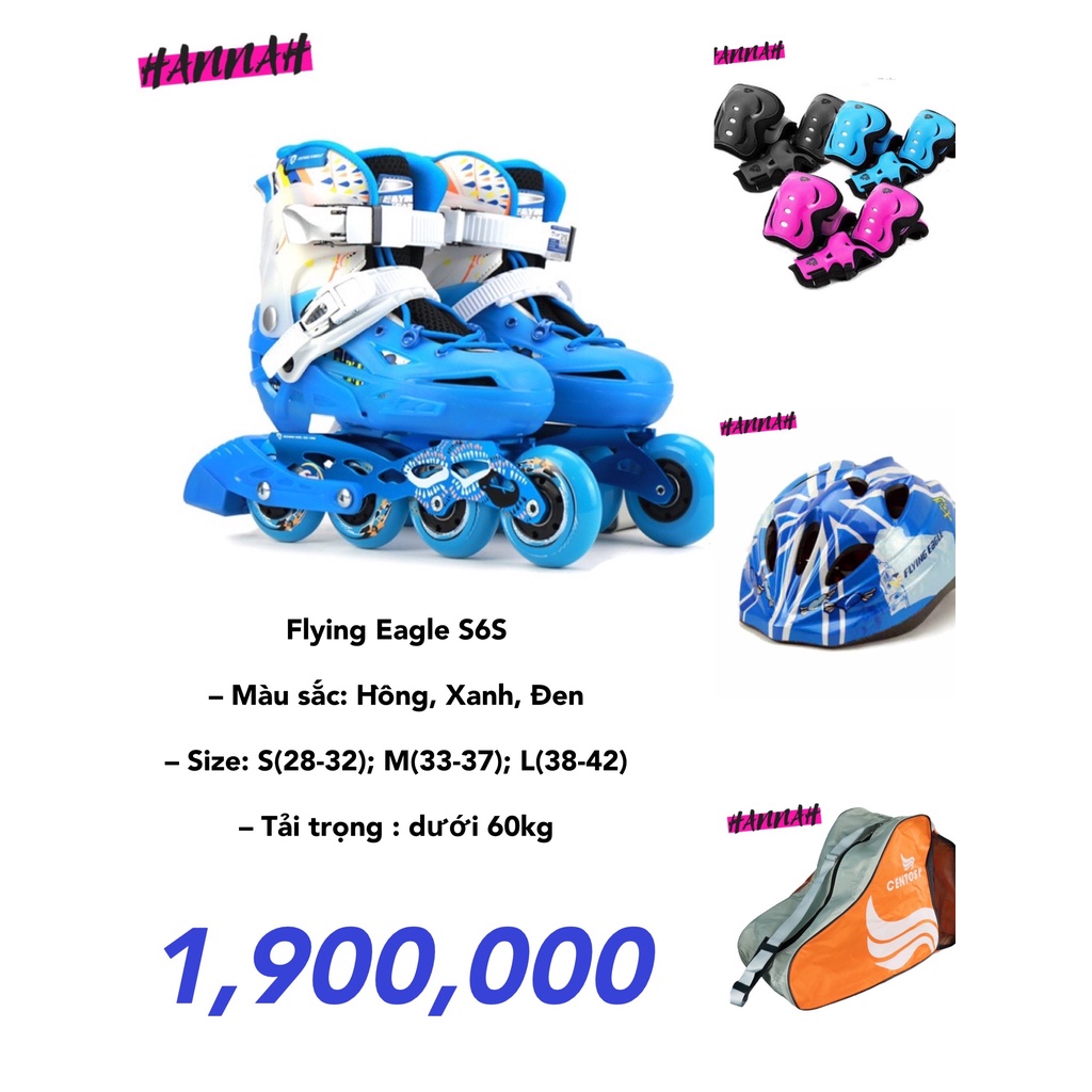 Giày patin trẻ em Flying Eagle S6S ( Combo giày+nón+bảo hộ chính hãng+túi)