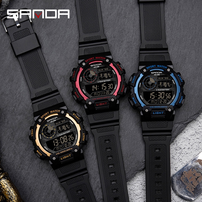Đồng Hồ Điện Tử Đa Năng Sanda Có Đèn LED Chống Thấm Nước Cho Nam Giới 6009