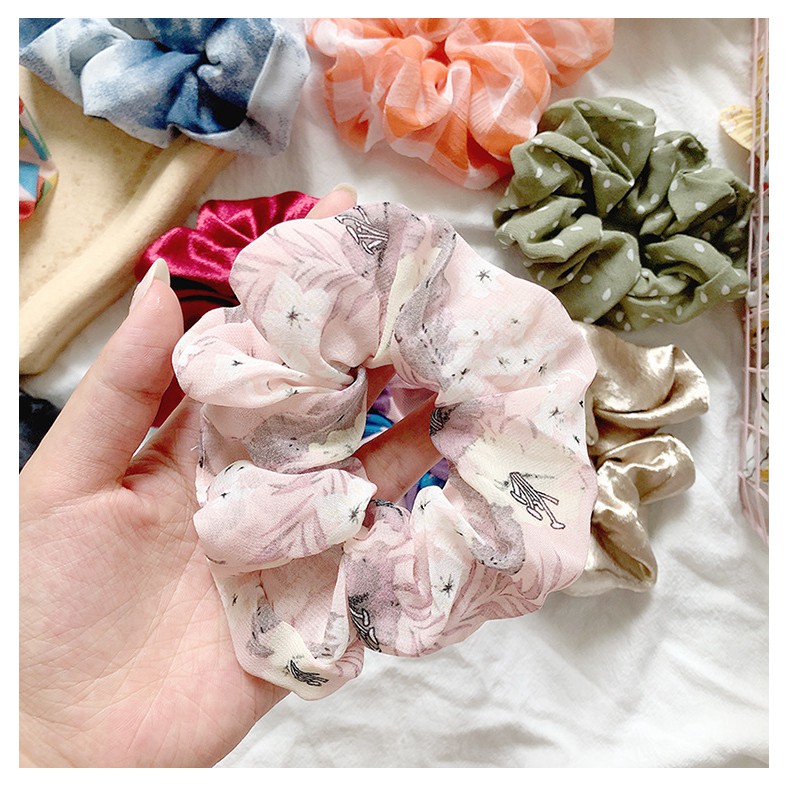 Set 3 dây cột tóc vải Scrunchies mix mẫu theo màu cực xinh
