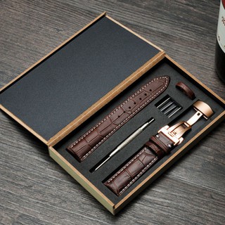 Combo Dây Đồng Hồ Da Bò Cao Cấp Khóa Bướm (Fullbox HỘP GỖ-NÂU)