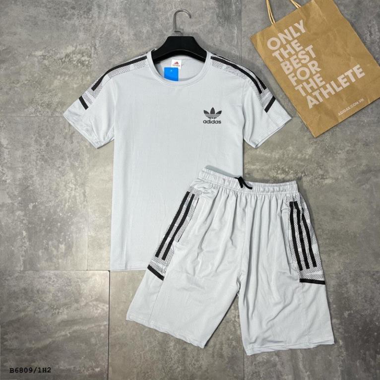 Bộ thể thao nam Adidas cộc tay cổ tròn. Bộ nam mặc hè ་