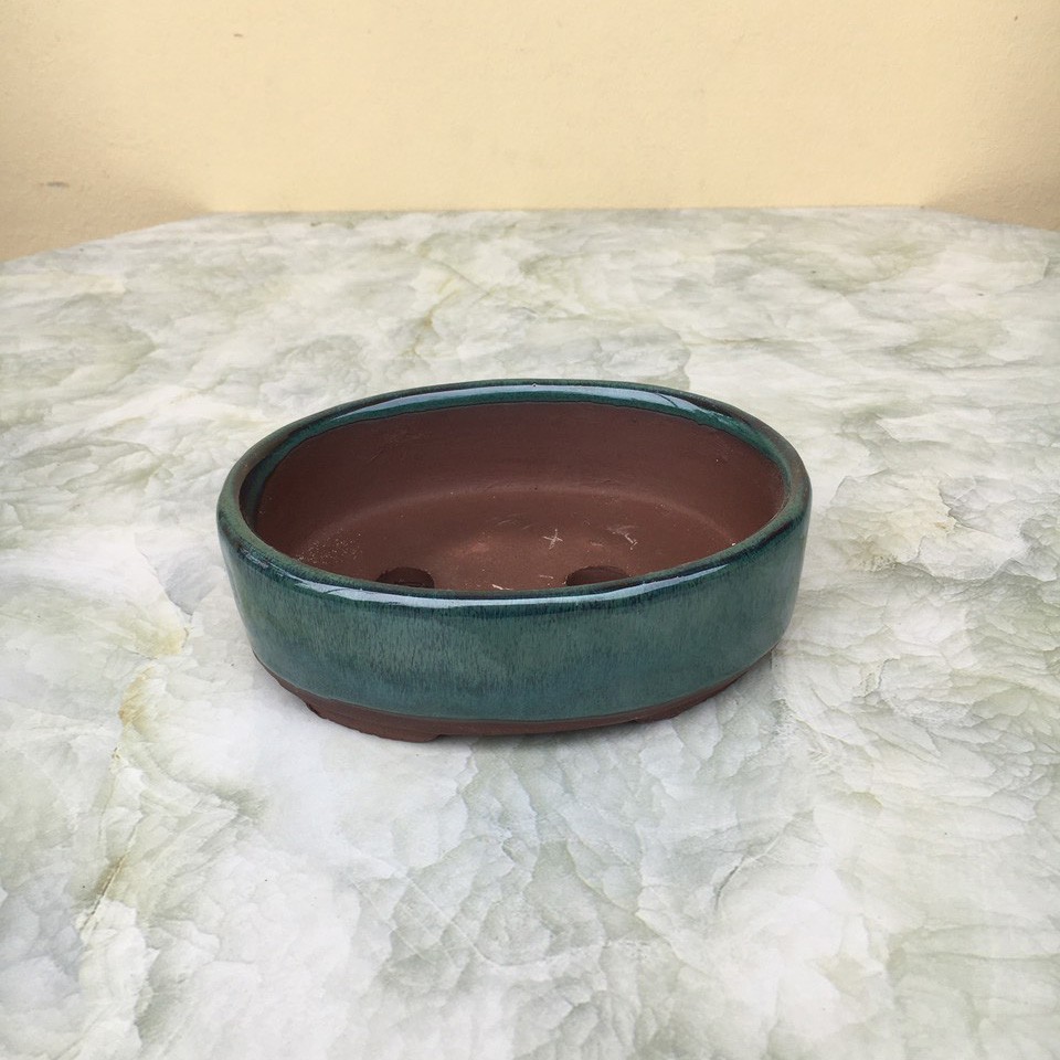 Chậu bonsai Oval mini men hỏa biến gốm Bát tràng 1 size BM-119