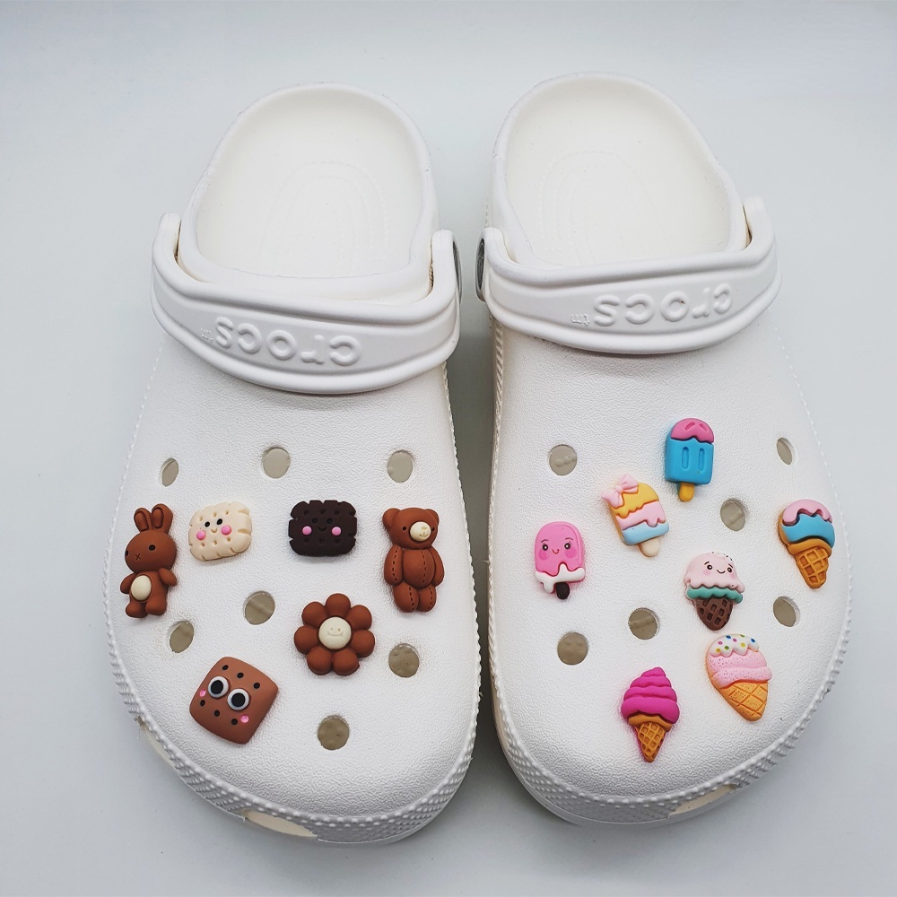 Phụ Kiện Nút Hình Cây Kem Cheks (Kakao Checks / White Checks / Lovely Con / Pretty Bar) Trang Trí Giày Crocs Jibbitz Diy