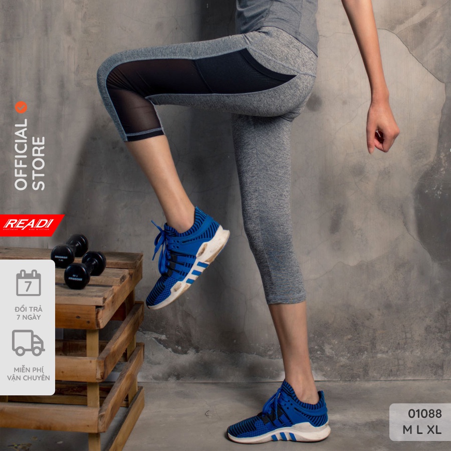Quần tập gym yoga nữ dáng lửng thể thao phối túi lưới READI - 01088