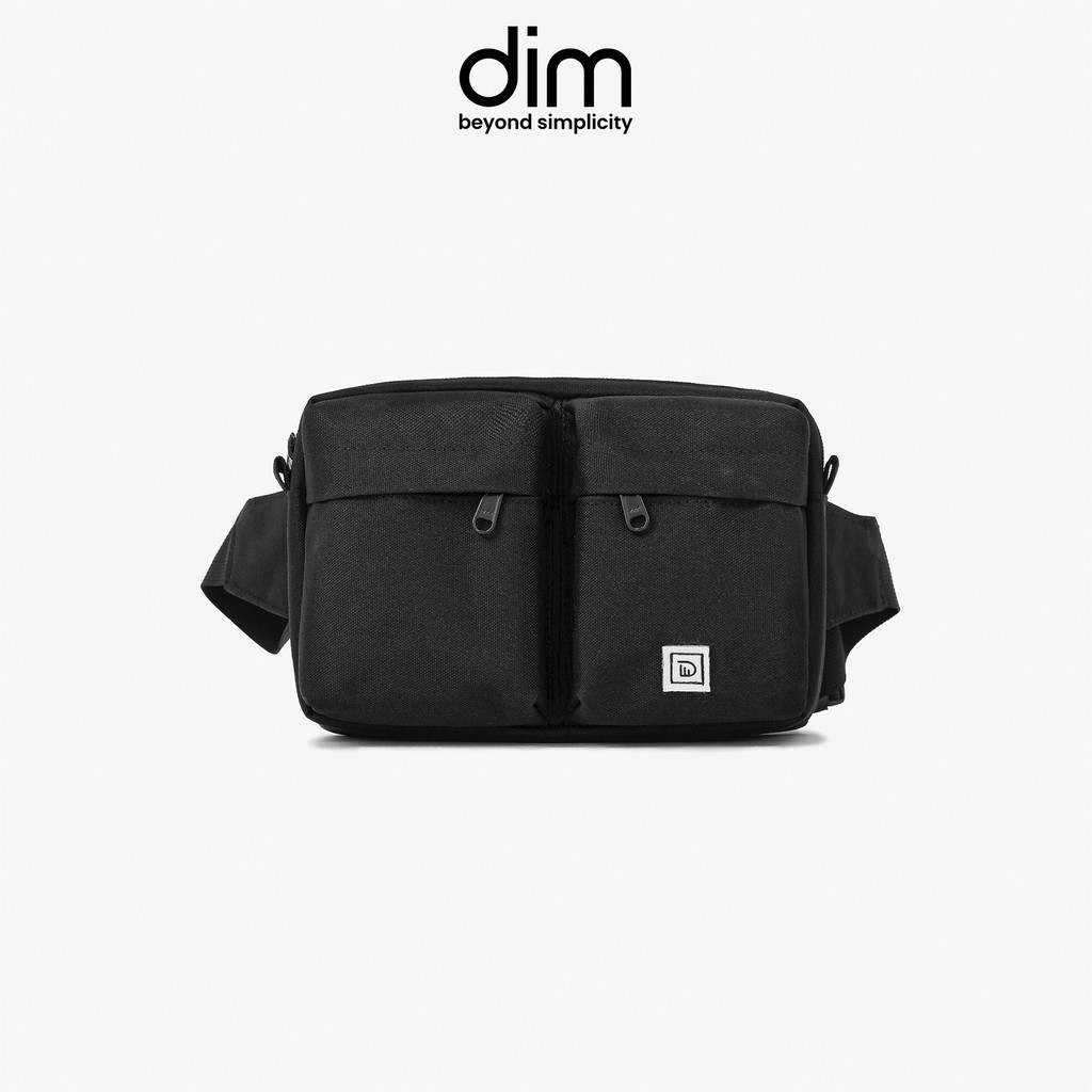 Túi Đeo Chéo Vải DIM Medium Bumbag - Màu Đen / Xám (Polyester Canvas Chống Nước)