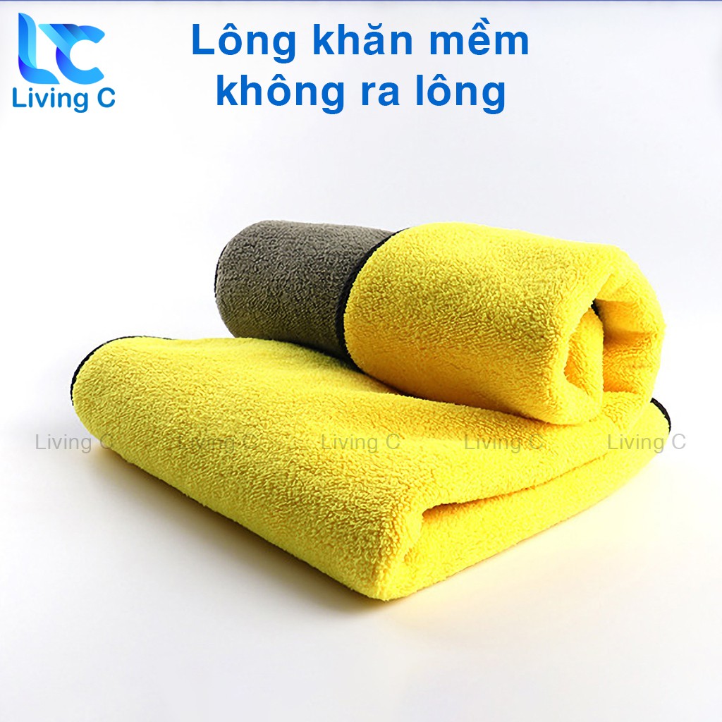 Khăn lau đa năng Microfiber Living C siêu thấm hút cực dày không đổ lông chuyên dụng cho xe hơi _KLX